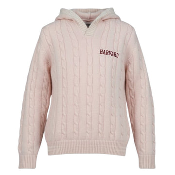 Harvard Toddler Embroidered Cable Knit Hoodie Sweater