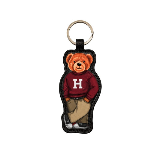 Harvard Bear Leather Keychain