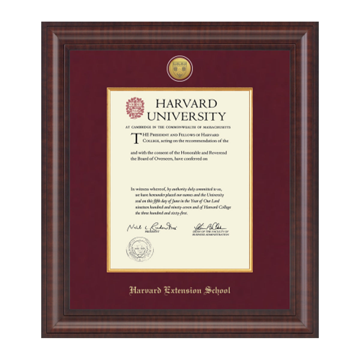 1739-Harvard Presidential Gold Engraved Diploma Frame in Premier with Maroon Linen Mat_Extension Graduate.jpg