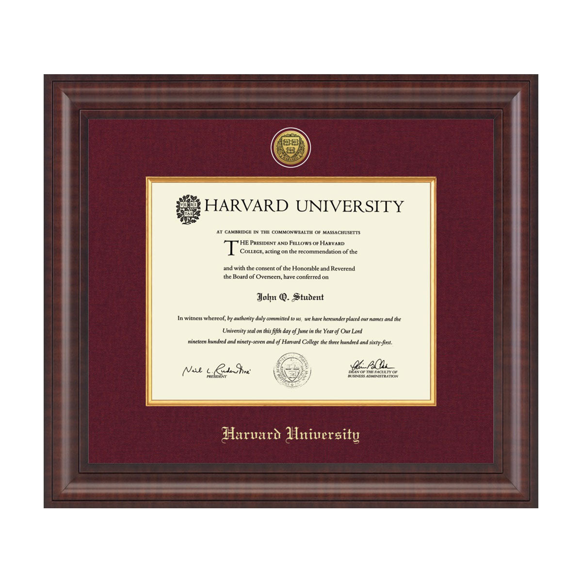 1739-Harvard Presidential Gold Engraved Diploma Frame in Premier with Maroon Linen Mat_Har-Undergrad_01.jpg