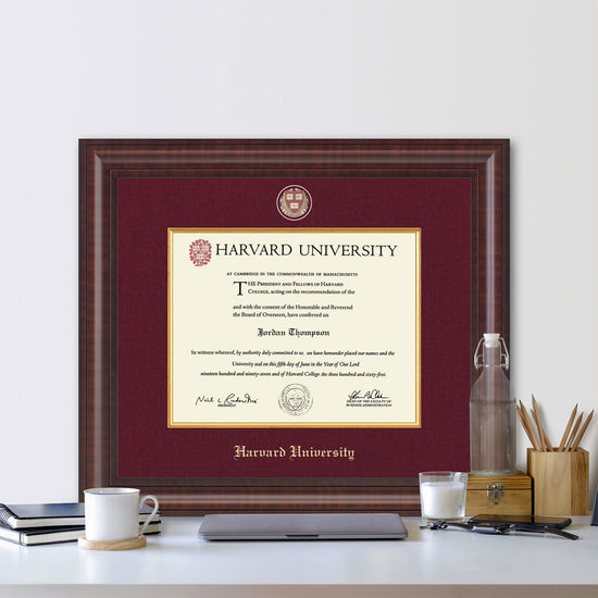 1739-Harvard Presidential Gold Engraved Diploma Frame in Premier with Maroon Linen Mat_Har-Undergrad_02.jpg