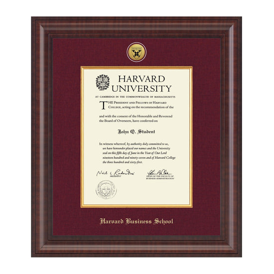 1739-Harvard Presidential Gold Engraved Diploma Frame in Premier with Maroon Linen Mat_Harvard - Business.jpg