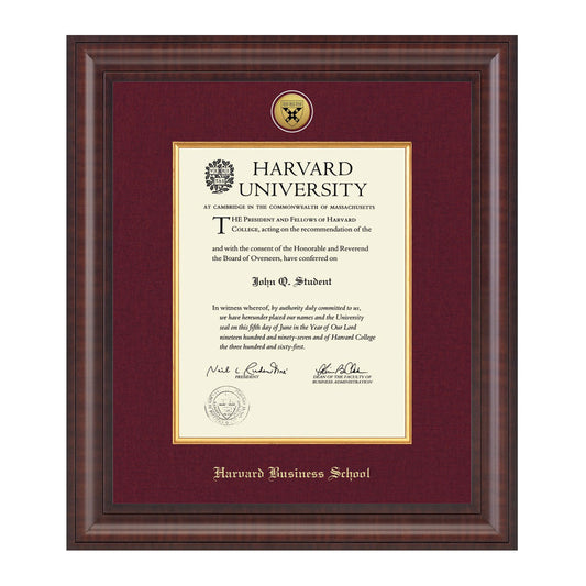 1739-Harvard Presidential Gold Engraved Diploma Frame in Premier with Maroon Linen Mat_Harvard - Business.jpg