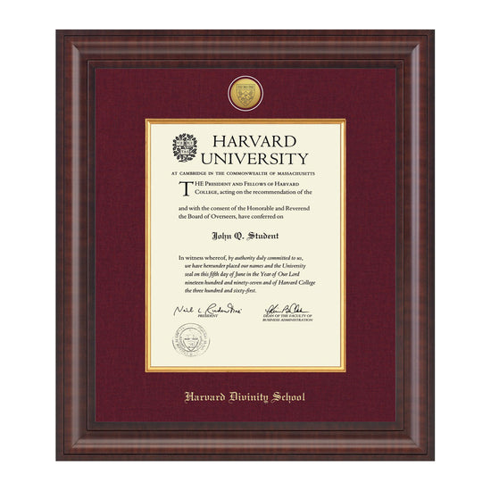 1739-Harvard Presidential Gold Engraved Diploma Frame in Premier with Maroon Linen Mat_Harvard - Divinity.jpg