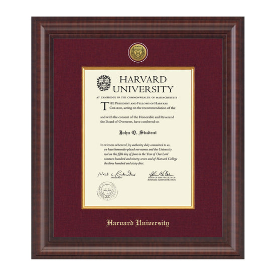 1739-Harvard Presidential Gold Engraved Diploma Frame in Premier with Maroon Linen Mat_Harvard - Grad.jpg