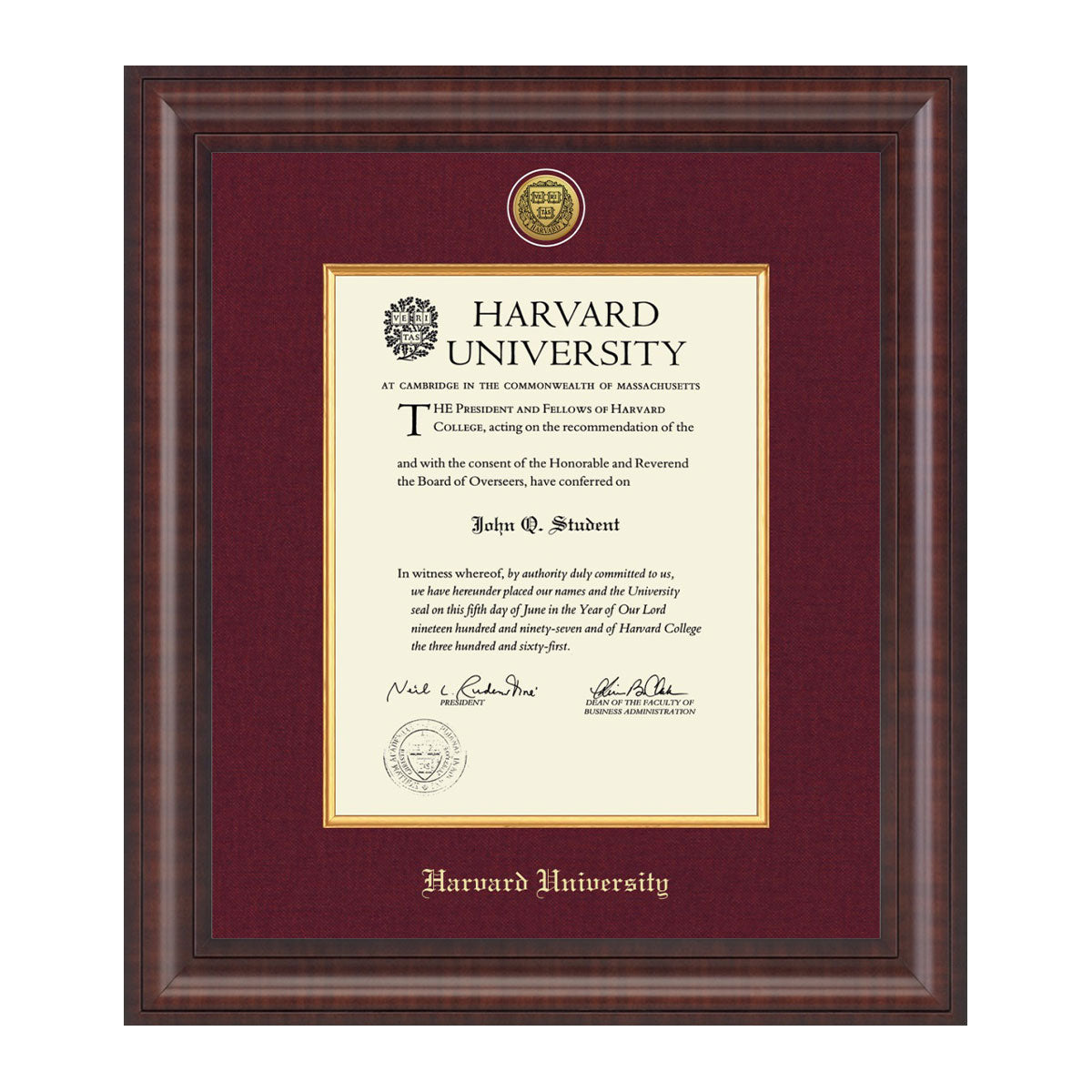 1739-Harvard Presidential Gold Engraved Diploma Frame in Premier with Maroon Linen Mat_Harvard - Grad.jpg