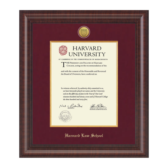 1739-Harvard Presidential Gold Engraved Diploma Frame in Premier with Maroon Linen Mat_Harvard - Law.jpg