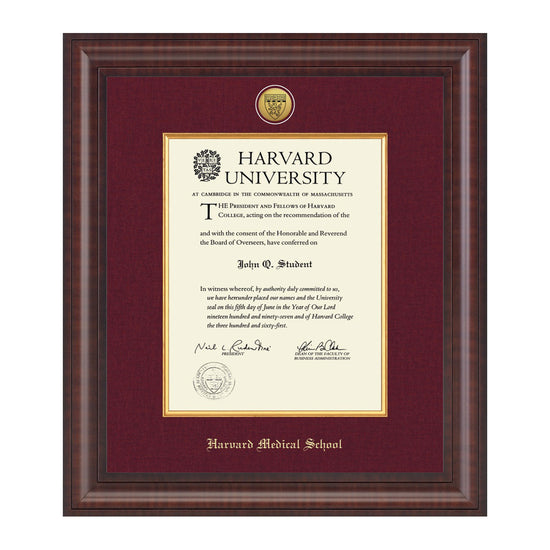 1739-Harvard Presidential Gold Engraved Diploma Frame in Premier with Maroon Linen Mat_Harvard - Medical.jpg