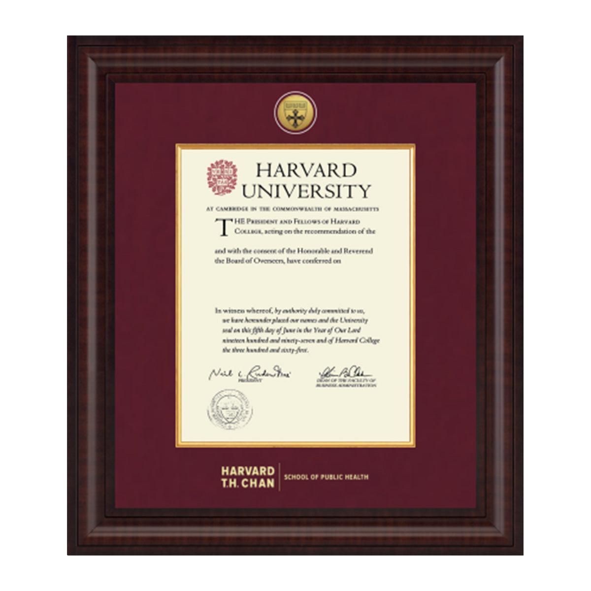 1739-Harvard Presidential Gold Engraved Diploma Frame in Premier with Maroon Linen Mat_Harvard - Public Health.jpg