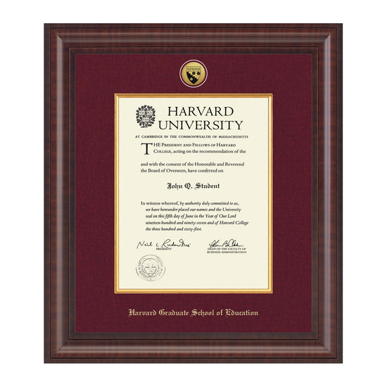 1739-Harvard Presidential Gold Engraved Diploma Frame in Premier with Maroon Linen Mat_Harvard - School of Education.jpg