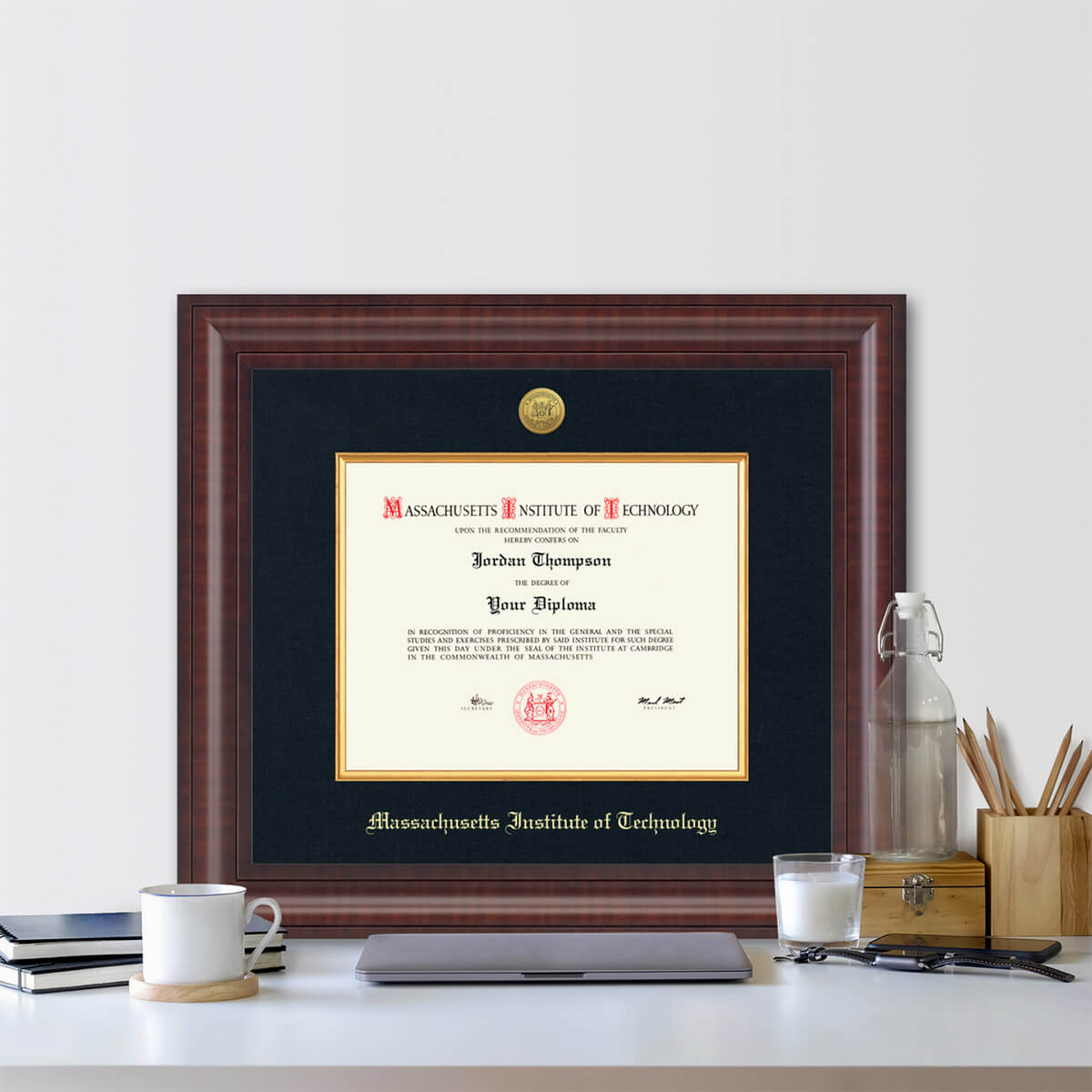 1804-MIT Presidential Gold Engraved Diploma Frame in Premier with Black Linen Mat_MIT_02.jpg