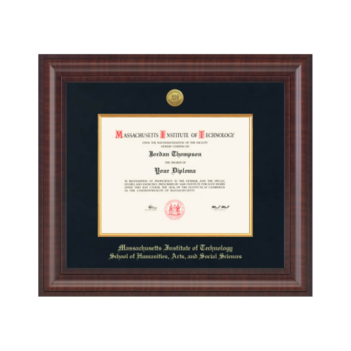 1804-MIT Presidential Gold Engraved Diploma Frame in Premier with Black Linen Mat_MIT SHASS_05.jpg