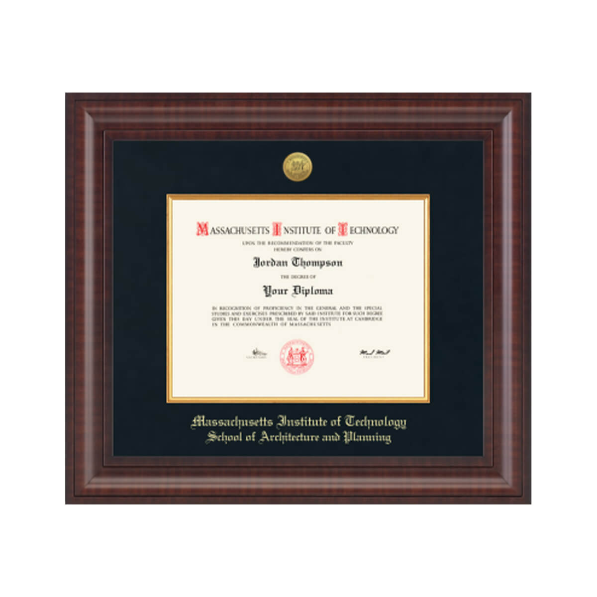 1804-MIT Presidential Gold Engraved Diploma Frame in Premier with Black Linen Mat_MIT School of Architecture and Planning_08.jpg