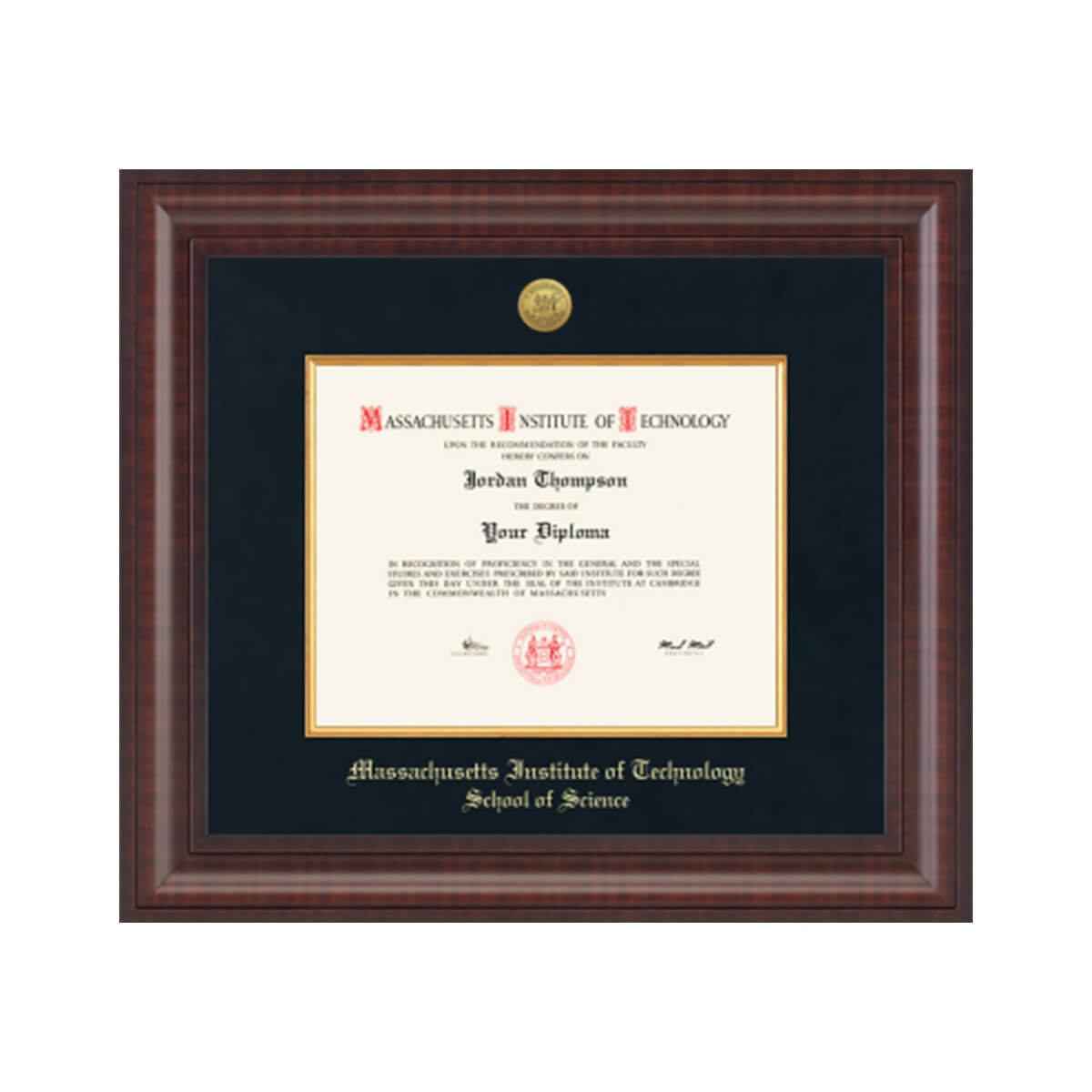 1804-MIT Presidential Gold Engraved Diploma Frame in Premier with Black Linen Mat_MIT School of Science_06.jpg