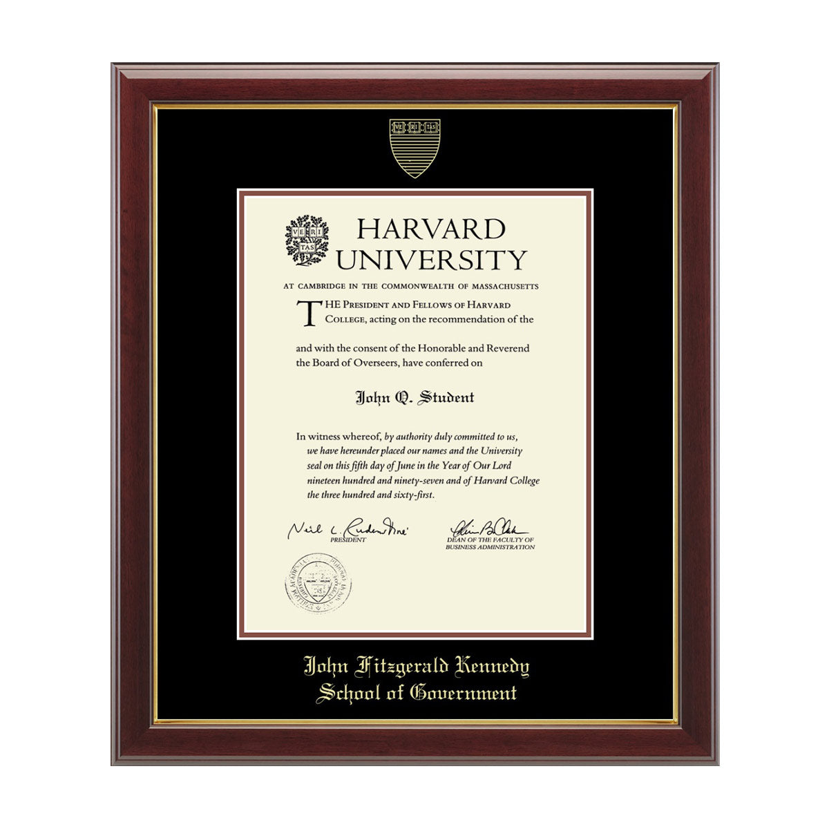 193-Harvard Gold Embossed Diploma Frame in Gallery or Regency Gold_Gallery_JFK Government_17.jpg