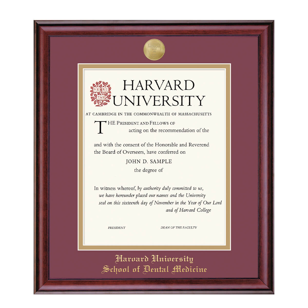 1995-Harvard Medallion Undergraduate or Graduate Diploma Frame_Classic_Harvard-Dental.jpg