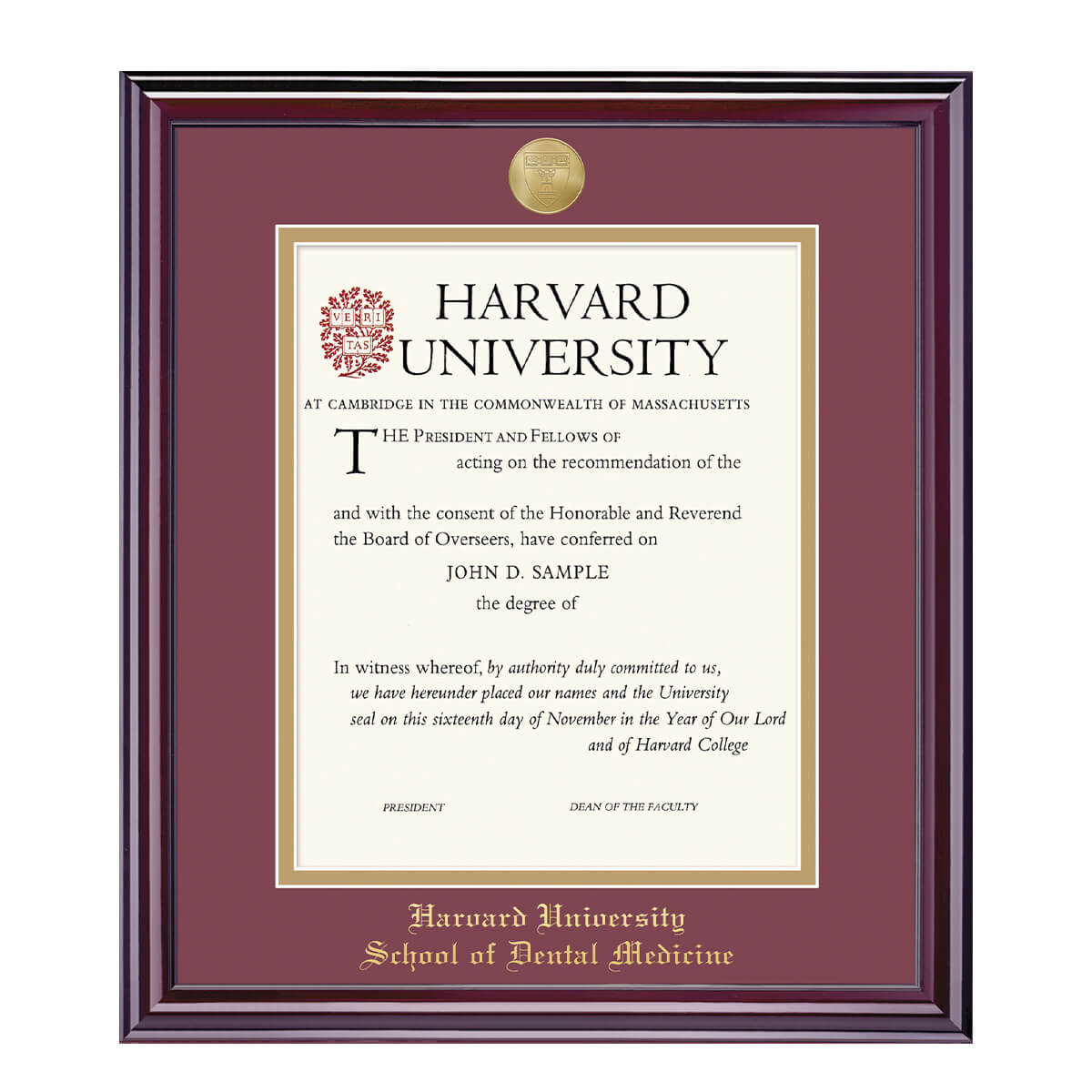 1995-Harvard Medallion Undergraduate or Graduate Diploma Frame_Elite_Harvard-Dental.jpg