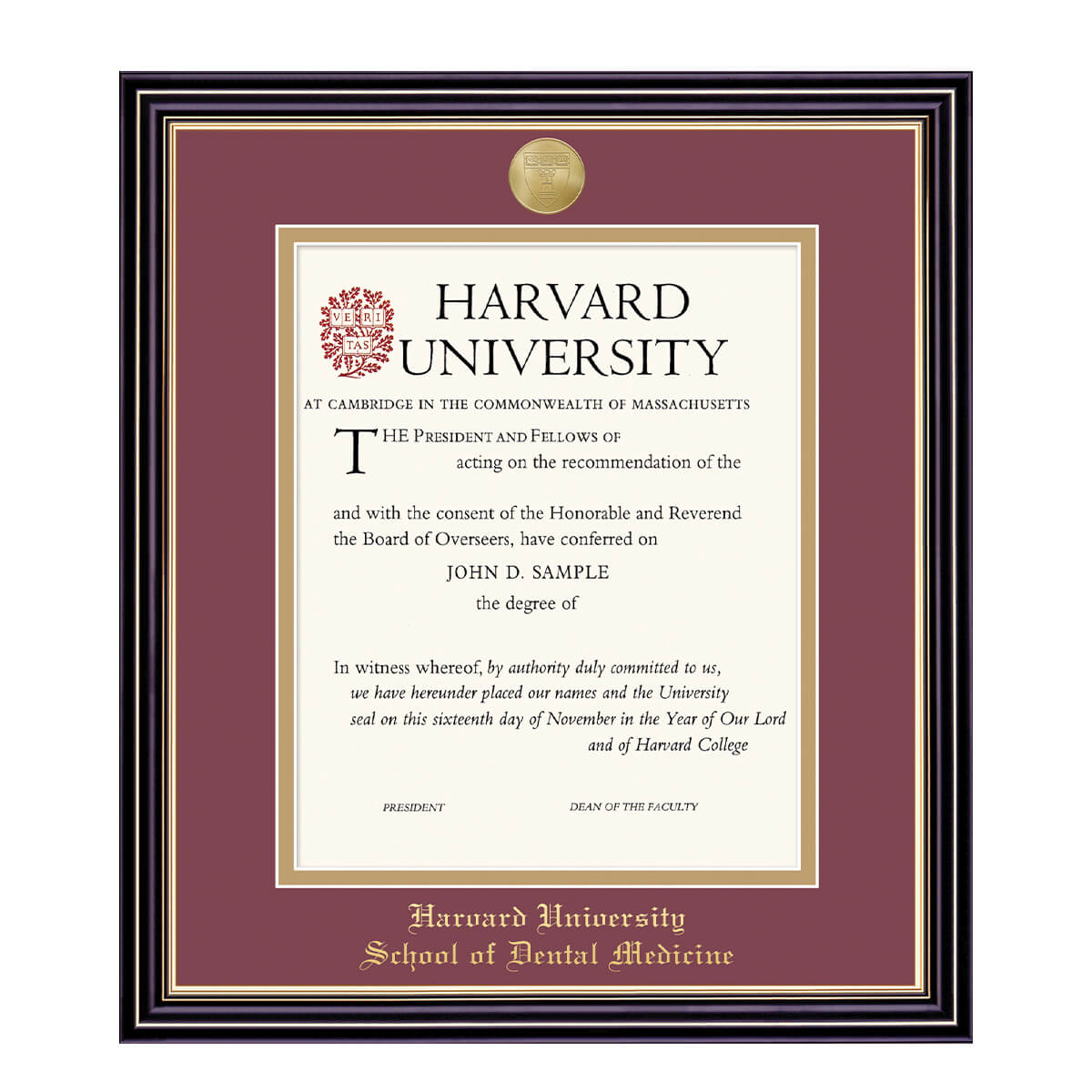 1995-Harvard Medallion Undergraduate or Graduate Diploma Frame_Prestige_Harvard-Dental.jpg