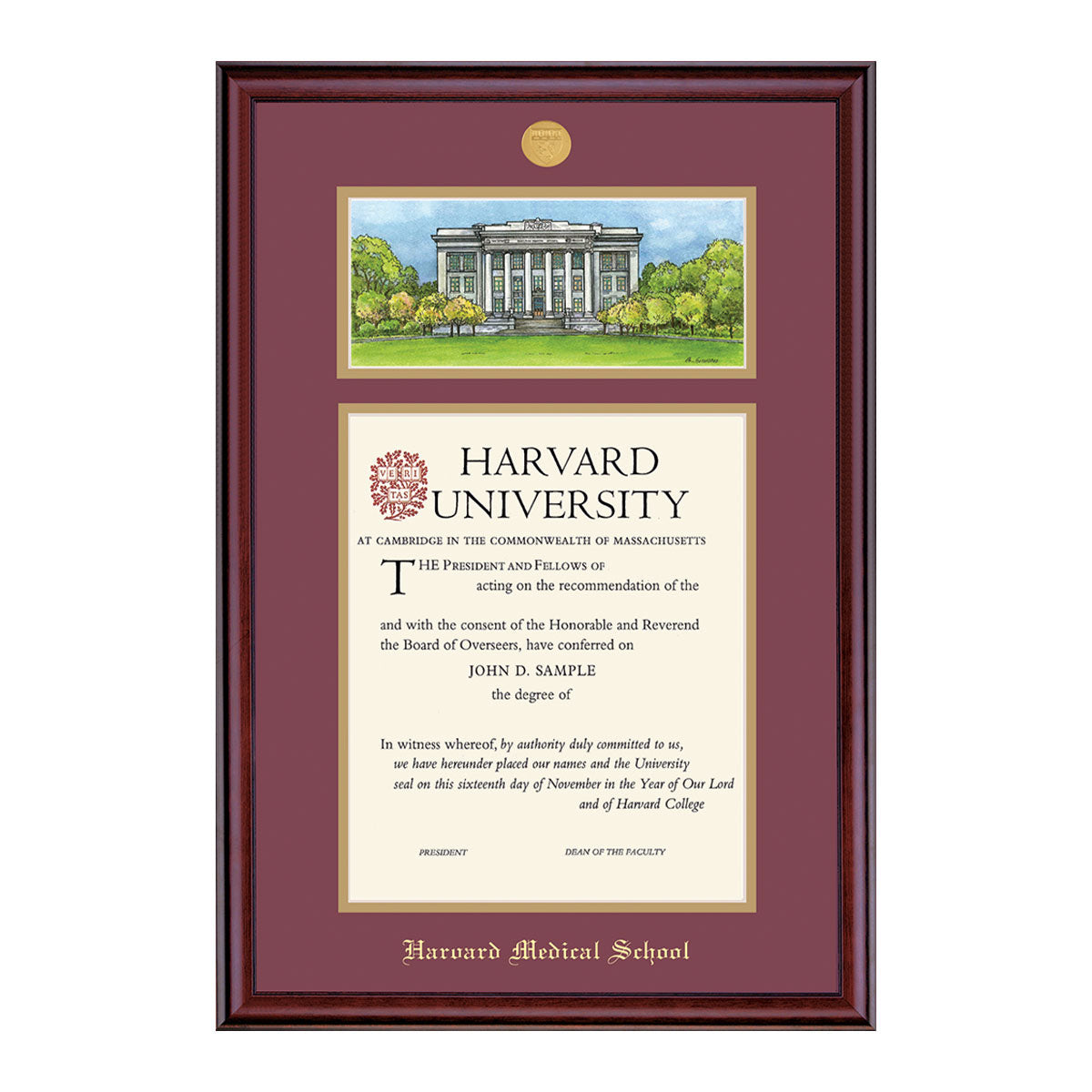 1998-Harvard Undergraduate or Graduate Lithograph Diploma Frame_Classic_Harvard - Medical.jpg