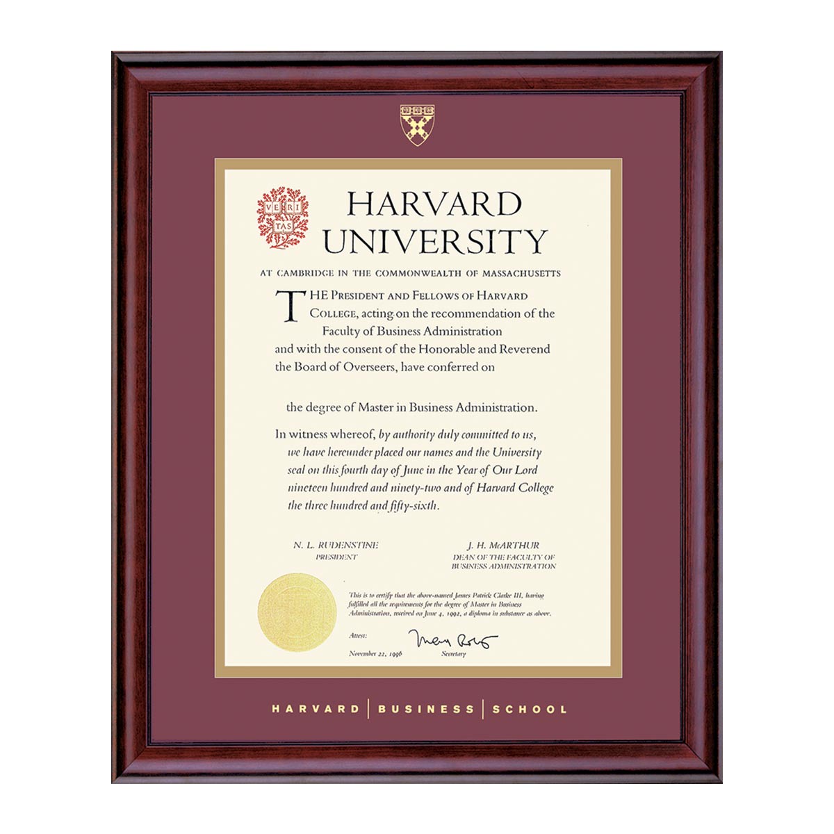 1999-Harvard University Embossed Diploma Frame_Classic_Harvard - Business.jpg