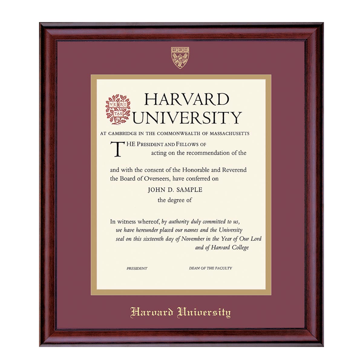 1999-Harvard University Embossed Diploma Frame_Classic_Harvard - Divinity.jpg