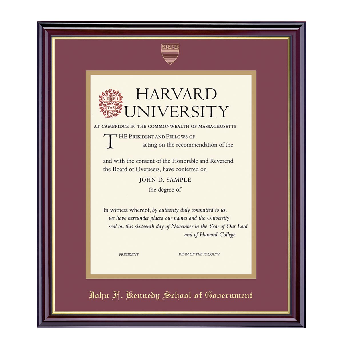 1999-Harvard University Embossed Diploma Frame_Windsor_Harvard - JFK.jpg