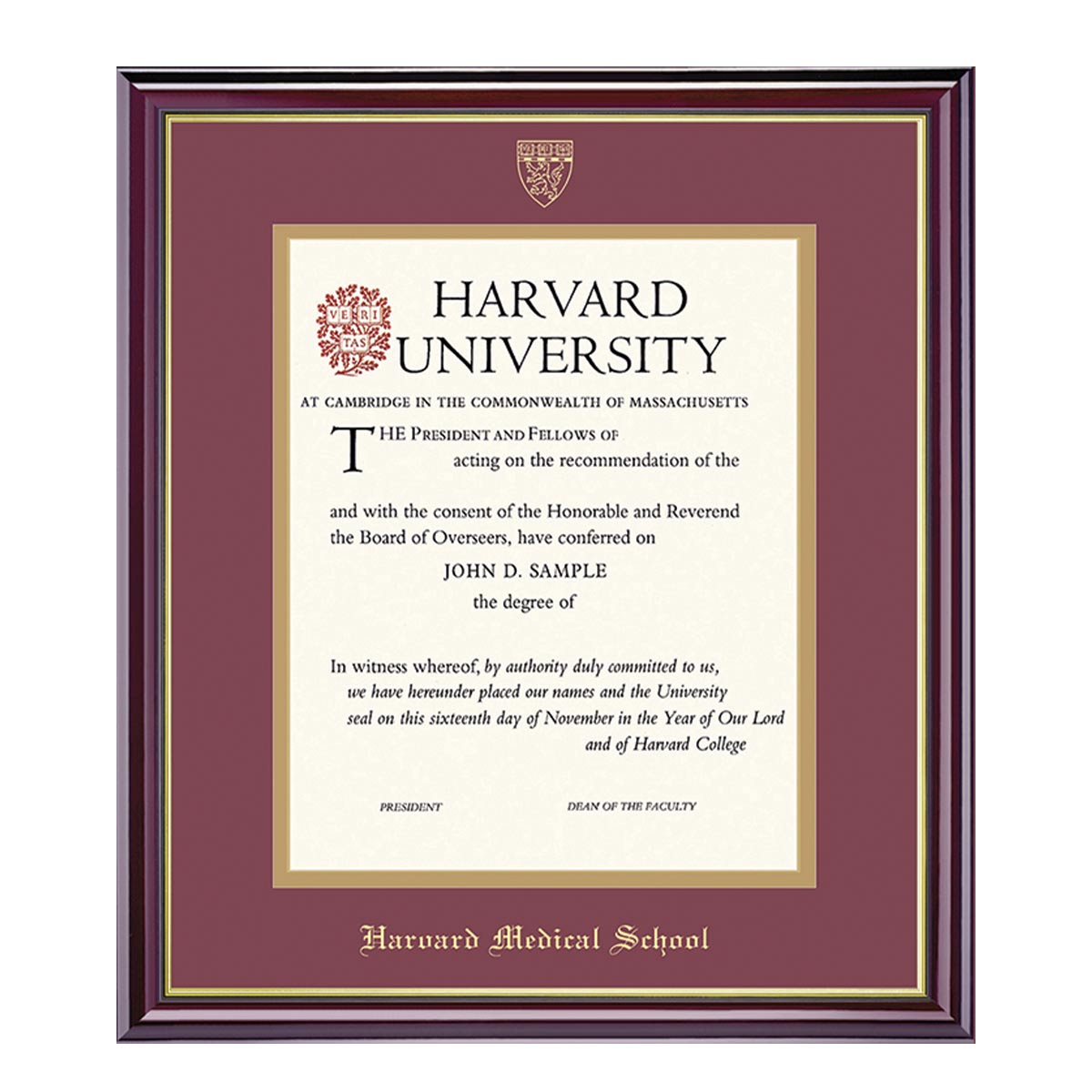 1999-Harvard University Embossed Diploma Frame_Windsor_Harvard - Medical.jpg