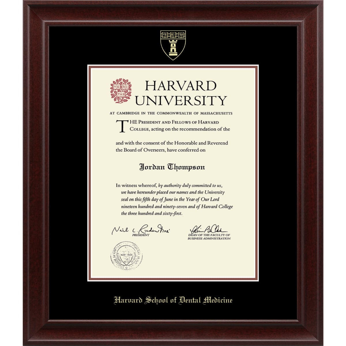 2244-Harvard Recycled Wood Gold Embossed Diploma Frame_Rainier_Harvard-Dental.jpg
