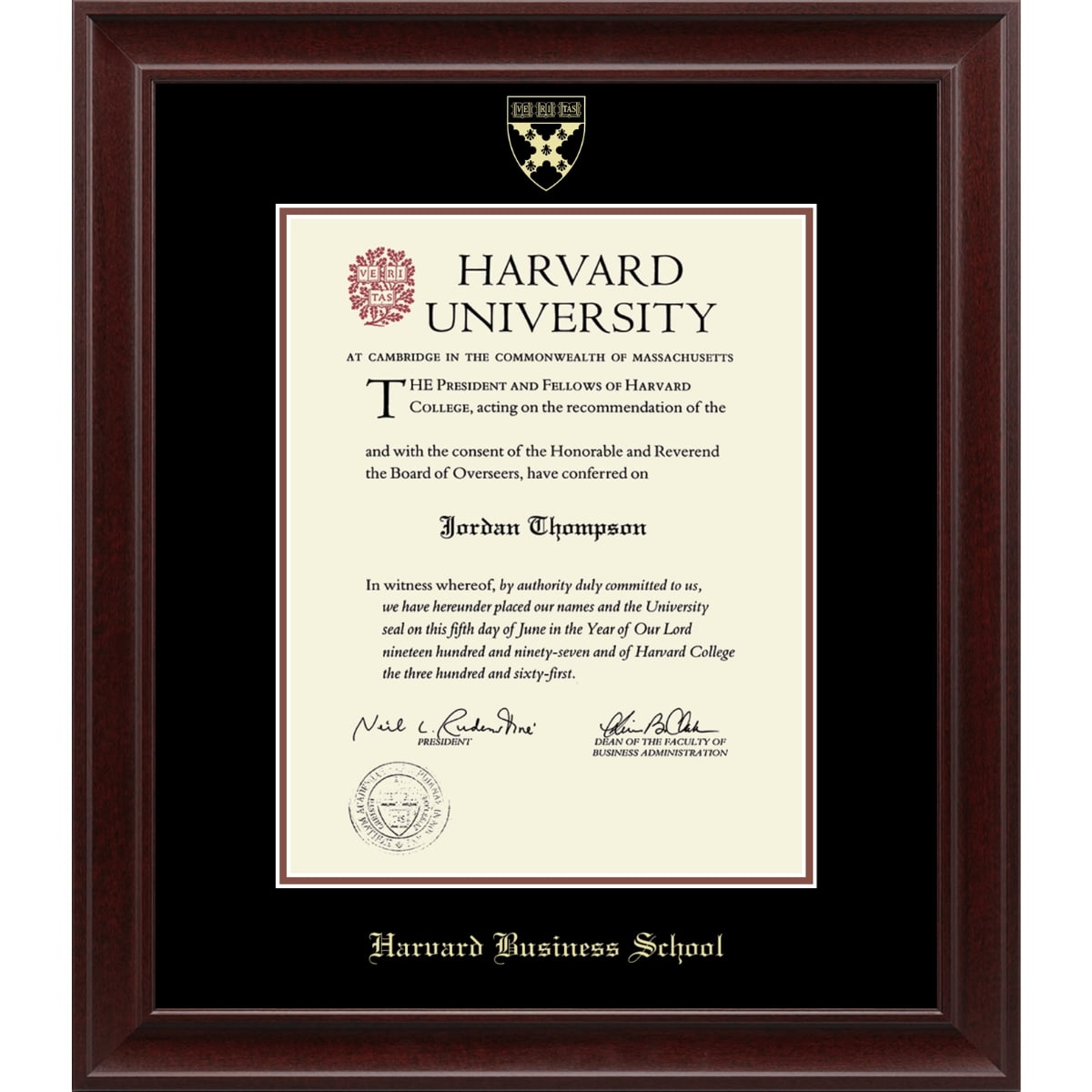 2244-Harvard Recycled Wood Gold Embossed Diploma Frame_Rainier_Harvard - Business.jpg