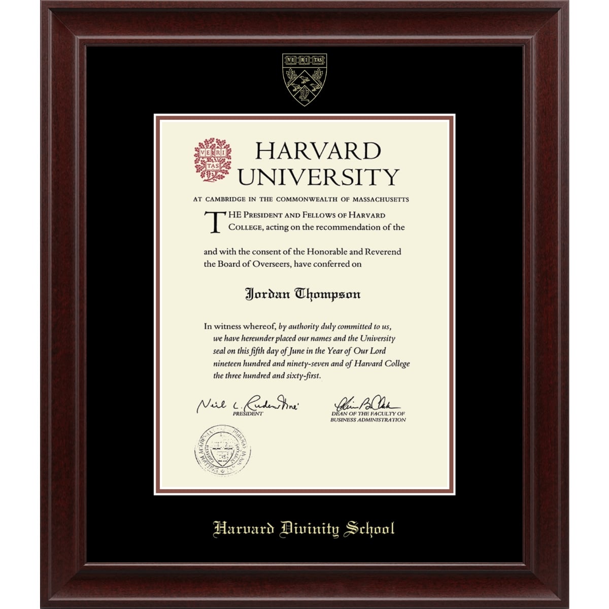 2244-Harvard Recycled Wood Gold Embossed Diploma Frame_Rainier_Harvard - Divinity.jpg