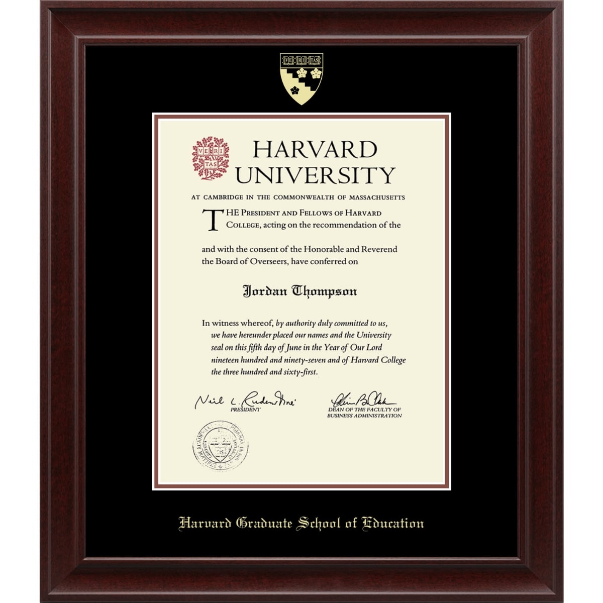 2244-Harvard Recycled Wood Gold Embossed Diploma Frame_Rainier_Harvard - School of Education.jpg