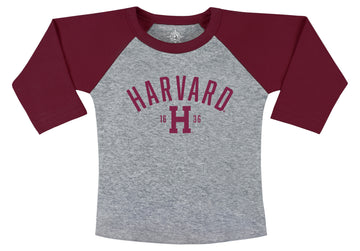 Harvard Toddler long Sleeve Raglan Baseball Tee