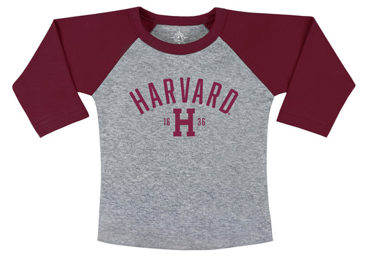 Harvard Toddler long Sleeve Raglan Baseball Tee