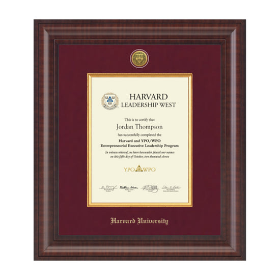 4576-Harvard Presidential Gold Engraved Certificate Frame in Premier with Maroon Linen Mat_Vertical_01.jpg