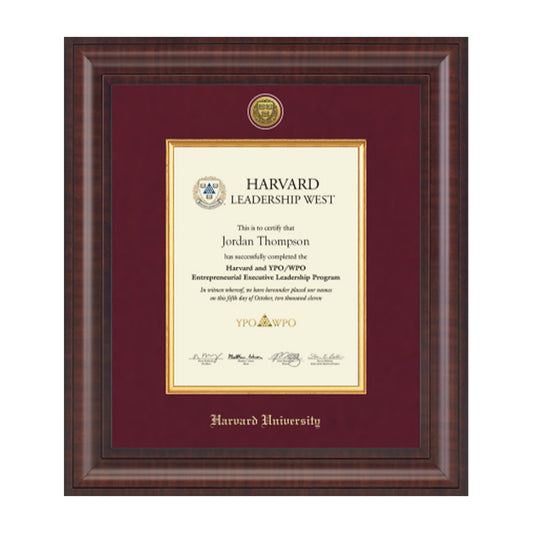 4576-Harvard Presidential Gold Engraved Certificate Frame in Premier with Maroon Linen Mat_Vertical_01.jpg