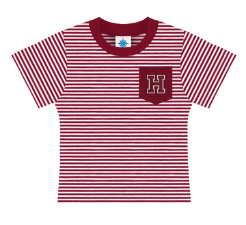 harvard Toddler Striped Short Sleeve Pocket Tee