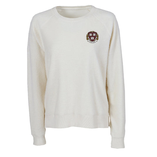 Harvard Womens Fleece Out Crewneck With Embroidered Seal