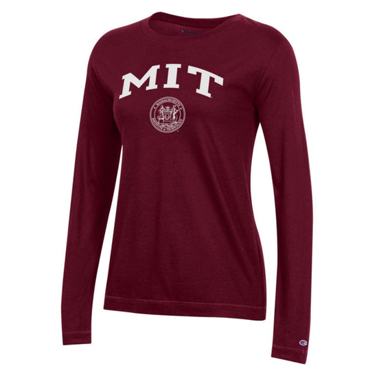4969-MIT Womens Champion Long Sleeve Tee_Maroon.jpg