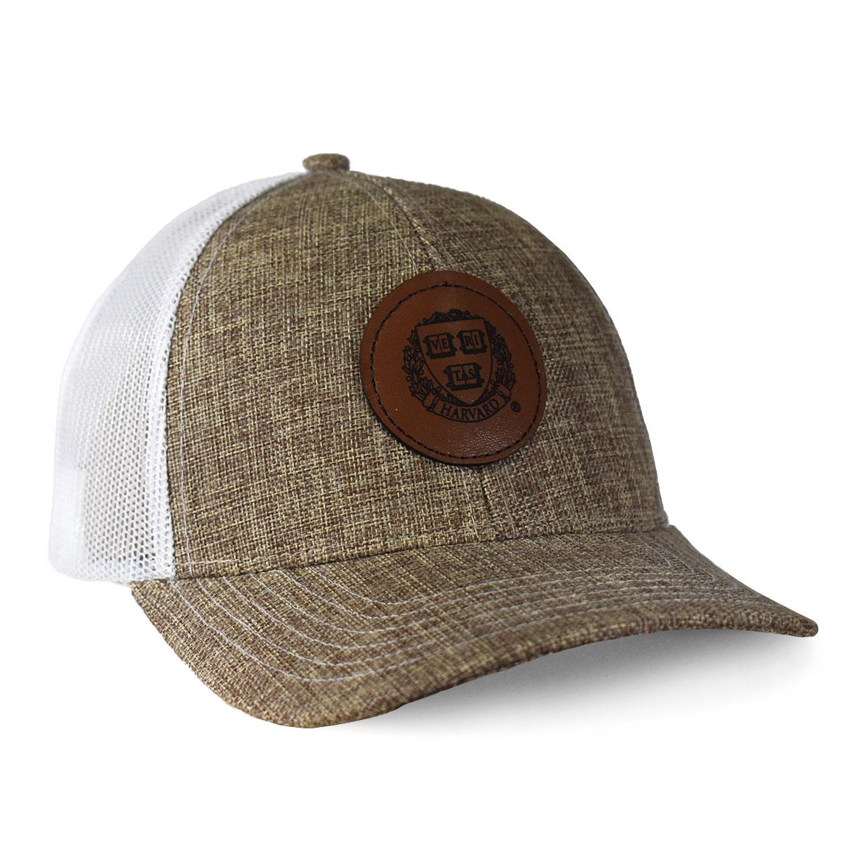 6194-Harvard Leather Patch Burlap Front Adjustable Snapback Trucker_media_01.jpg