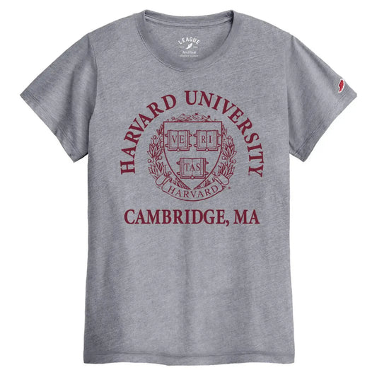 Harvard Women's League Grey Triblend Tee with Cambridge Design