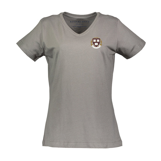 6801-Harvard Women's V-Neck Left Chest Seal Tee_Grey.jpg