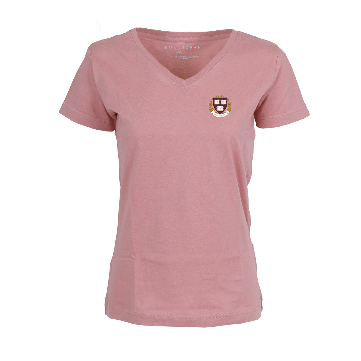 6801-Harvard Women's V-Neck Left Chest Seal Tee_Pink.jpg