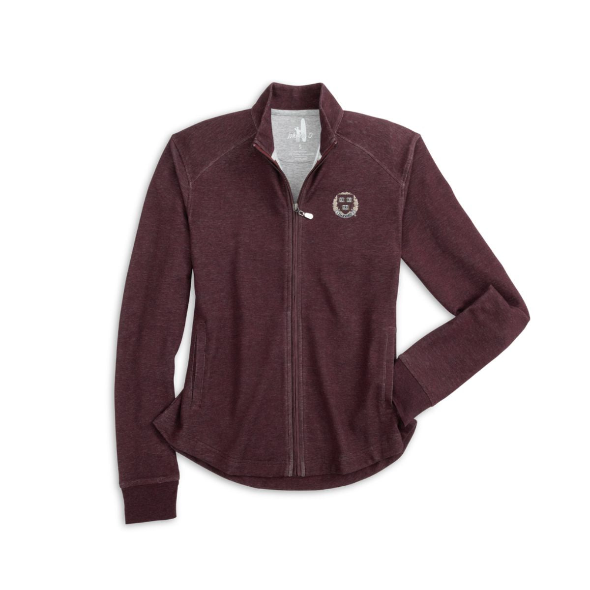 7319-Harvard Womens Johnnie-O Maroon Lightweight Full Zip Sweatshirt_media