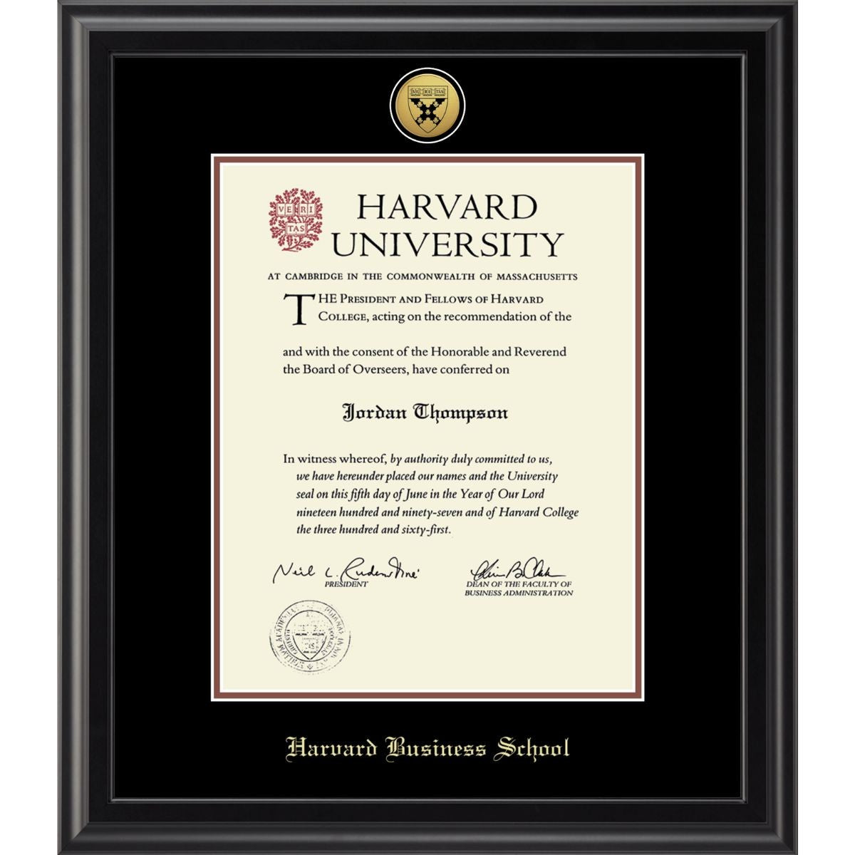 7396-Harvard Medallion Midnight Black Matte Diploma Frame With Black Mat_Harvard - Business.jpg