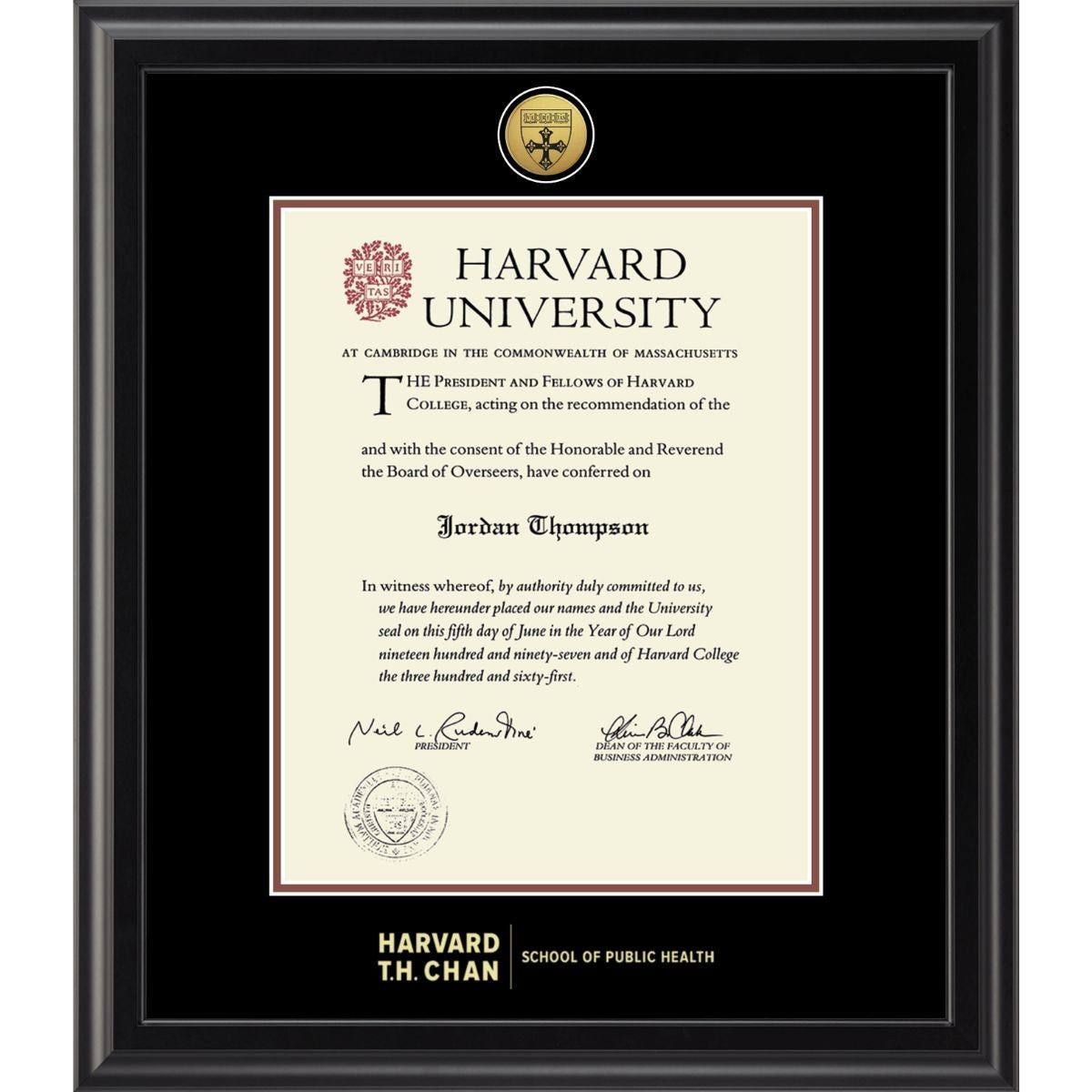 7396-Harvard Medallion Midnight Black Matte Diploma Frame With Black Mat_Harvard - Public Health.jpg