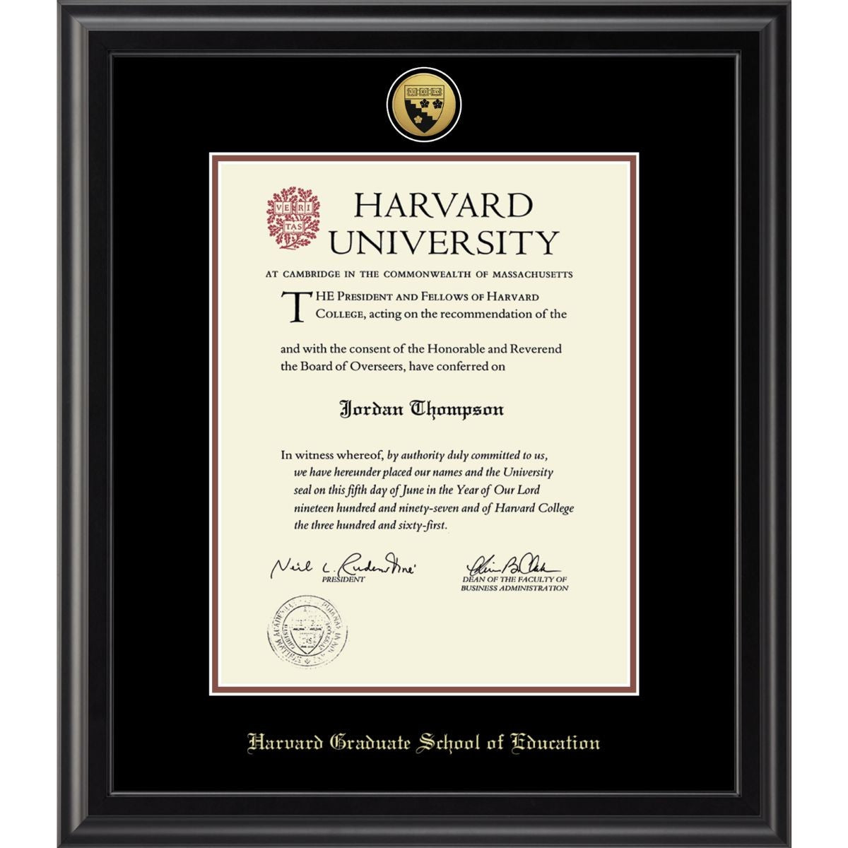 7396-Harvard Medallion Midnight Black Matte Diploma Frame With Black Mat_Harvard - School of Education.jpg
