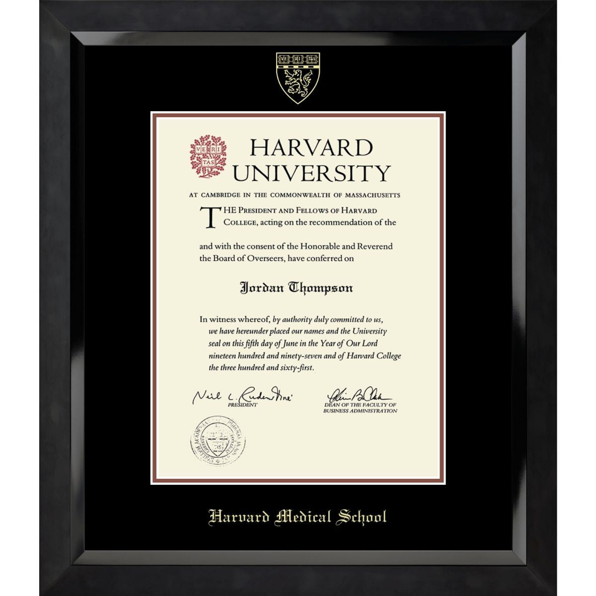 7398-Harvard Embossed Eclipse Black Satin High Gloss Diploma Frame With Black Mat_Harvard - Medical.jpg