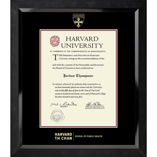 7398-Harvard Embossed Eclipse Black Satin High Gloss Diploma Frame With Black Mat_Harvard - Public Health.jpg