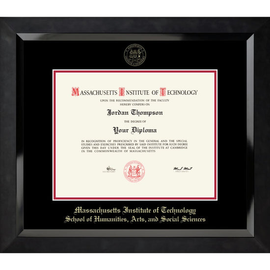 7399-MIT Embossed Eclipse Black Satin High Gloss Diploma Frame With Black  Mat_MIT SHASS.jpg