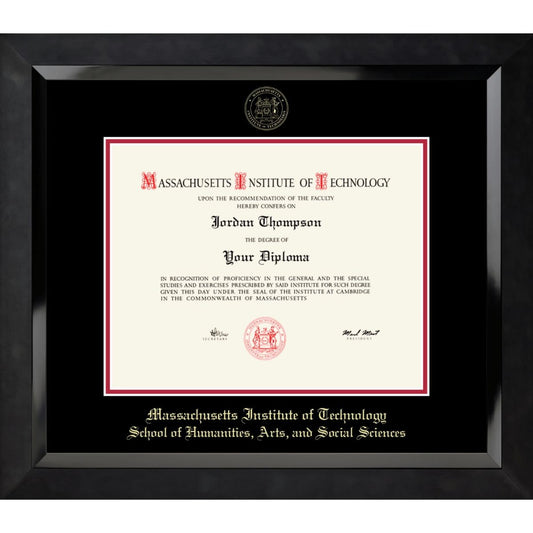 7399-MIT Embossed Eclipse Black Satin High Gloss Diploma Frame With Black  Mat_MIT SHASS.jpg
